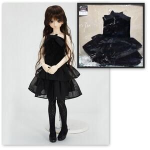 BJD Volks Super Dollfie SD SD13 Black Velour Tube Top Skirt Dress Doll Outfit